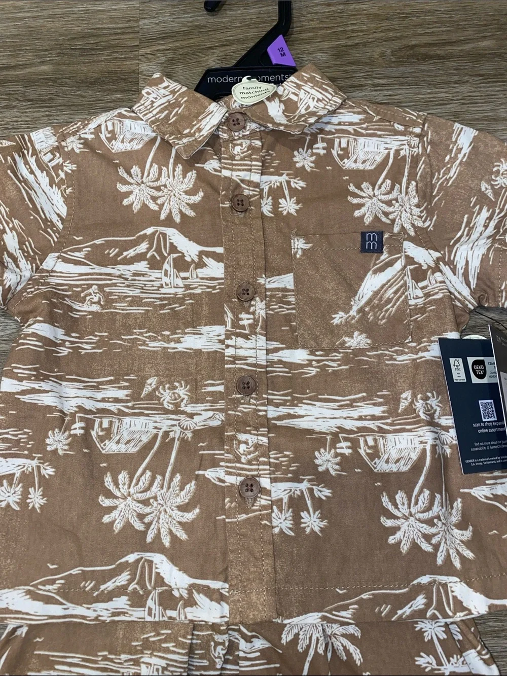 Kids' Brown Tropical Button-Down Shirt & Shorts Set - Moments
